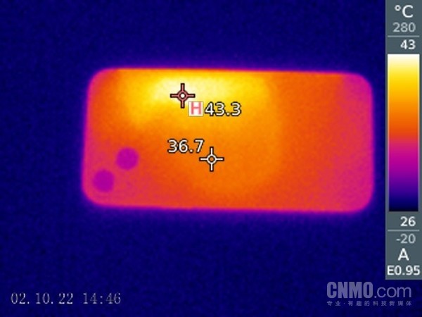 iPhone 14 Plus背板最高温度43.3摄氏度