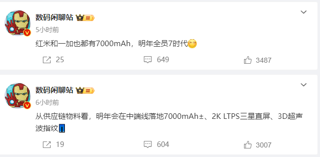 7000mAh满街跑，爆料称REDMI、一加、iQOO明年跟进巨型电池 |  魏思琪：小米15 Ultra没延后，一直是2月